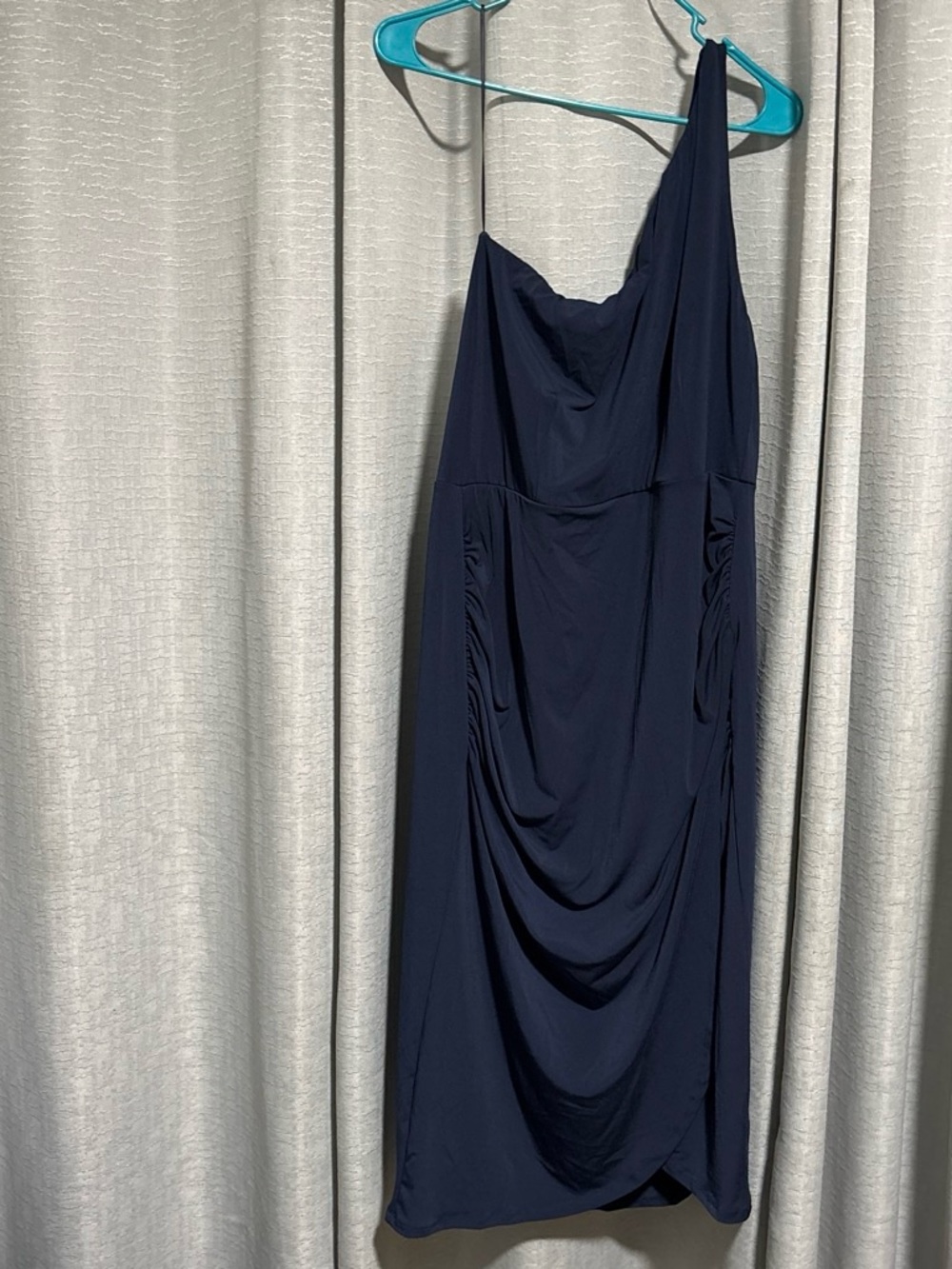 Socialite One-Shoulder Navy Draped Cocktail Dress